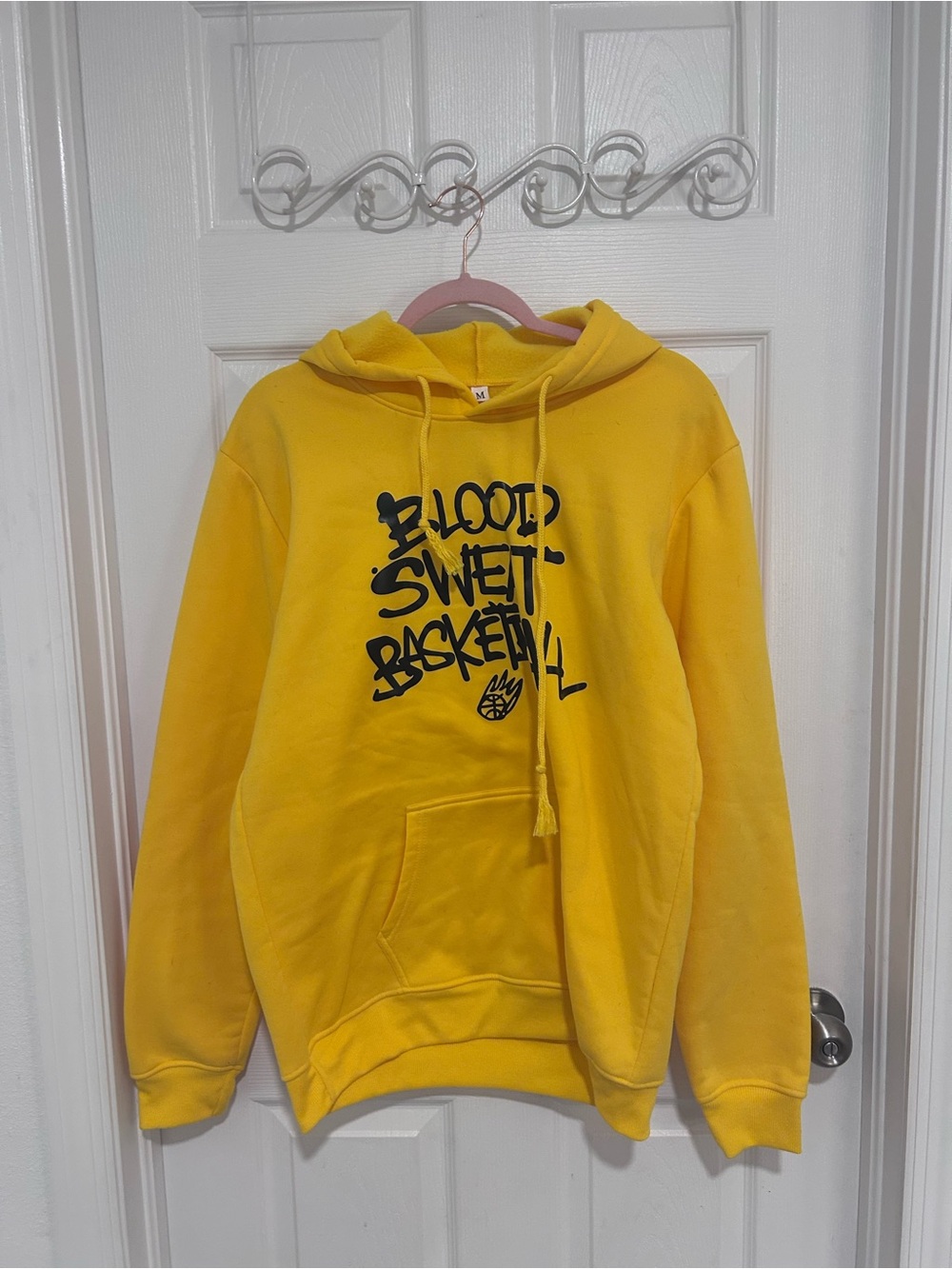 Men's Crewneck Hoodie in Bright Yellow. Size M